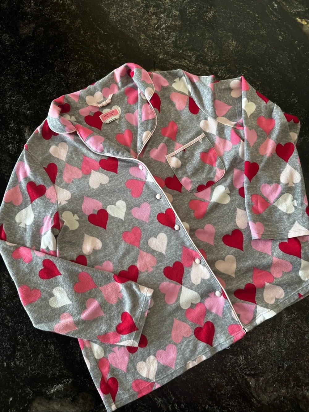 Kate Spade New York Multicolor Heart Print 2-Piece Pajama Set | Size Small